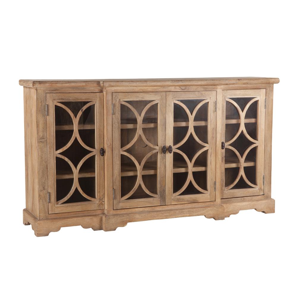 Pengrove 75-Inch Mango Wood Cabinet with Carved Lattice Work Doors. Picture 9