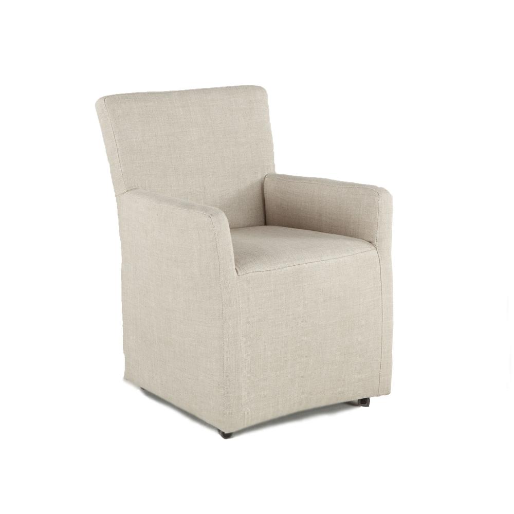 Lily Off-White Linen Wheeled Armchair. Picture 4