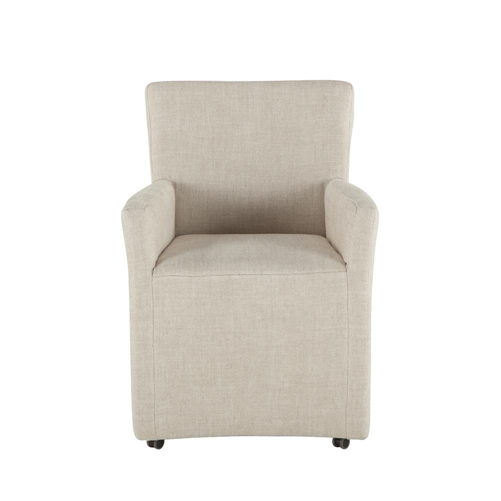 Lily Off-White Linen Wheeled Armchair. Picture 2