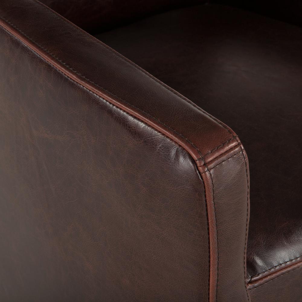 Lily Brown Leather Wheeled Armchair. Picture 5