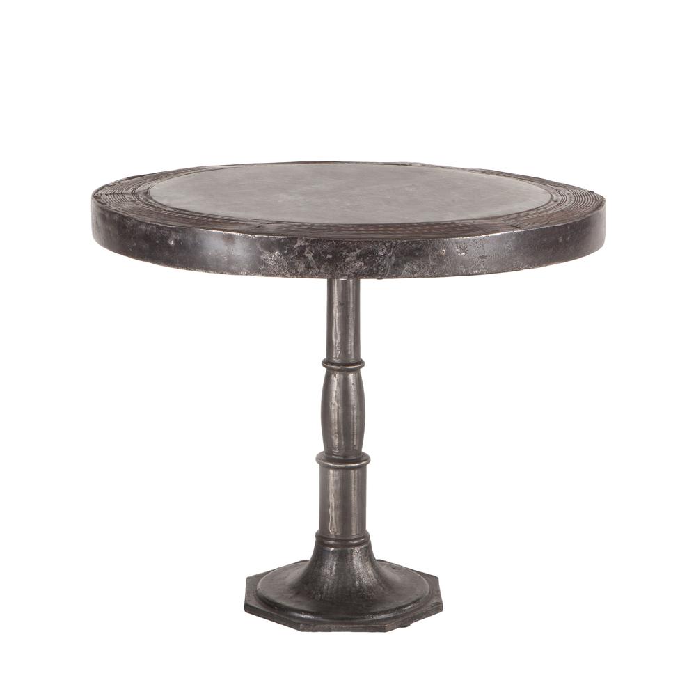 Welles 36-Inch Round Marble and Cast Iron Table. Picture 1