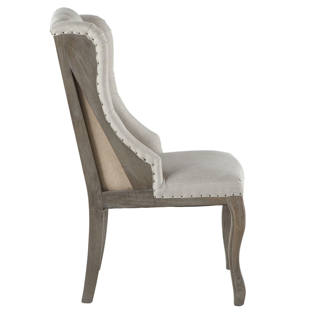 Portia Off-White Tufted Linen Dining Chair. Picture 3