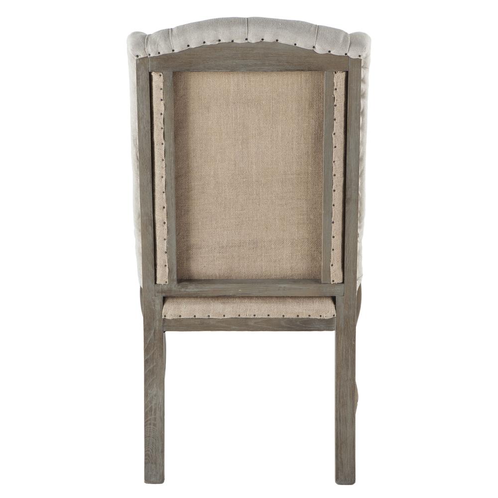 Portia Off-White Tufted Linen Dining Chair. Picture 4