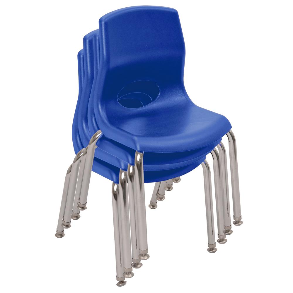 Myposture Plus 12" Chair - 4Pack - Blue With Chrome Legs. Picture 1