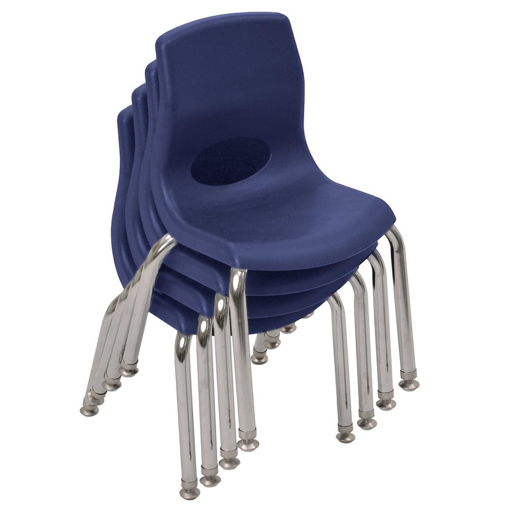 Plus 10" Chair - 4Pack - Navy with Chrome Legs. Picture 1