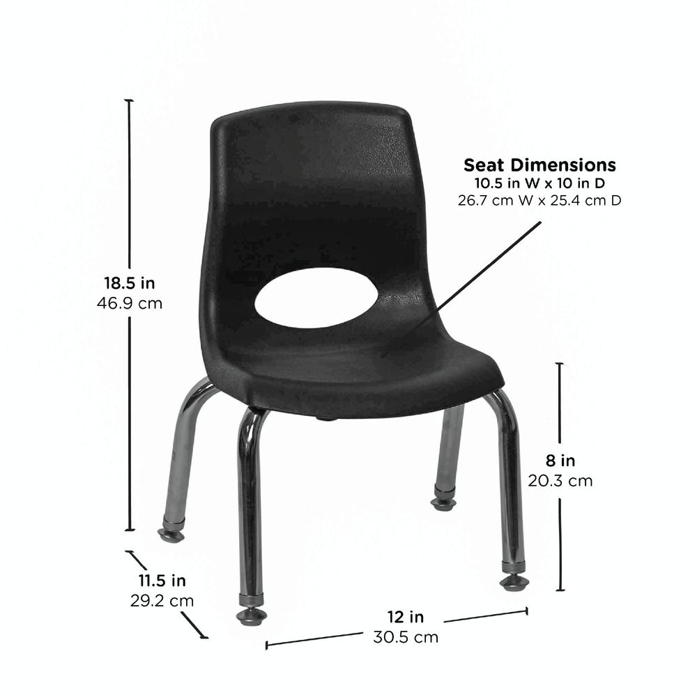 Myposture Plus 8" Chair - 4Pack - Black With Chrome Legs. Picture 2