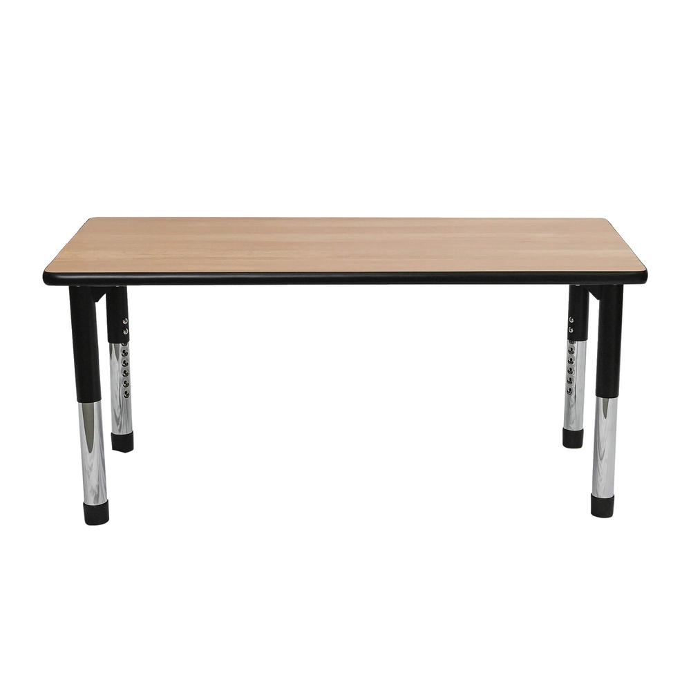 Oak Black Rectangular Adjustable Table - 24" x 48". Picture 1
