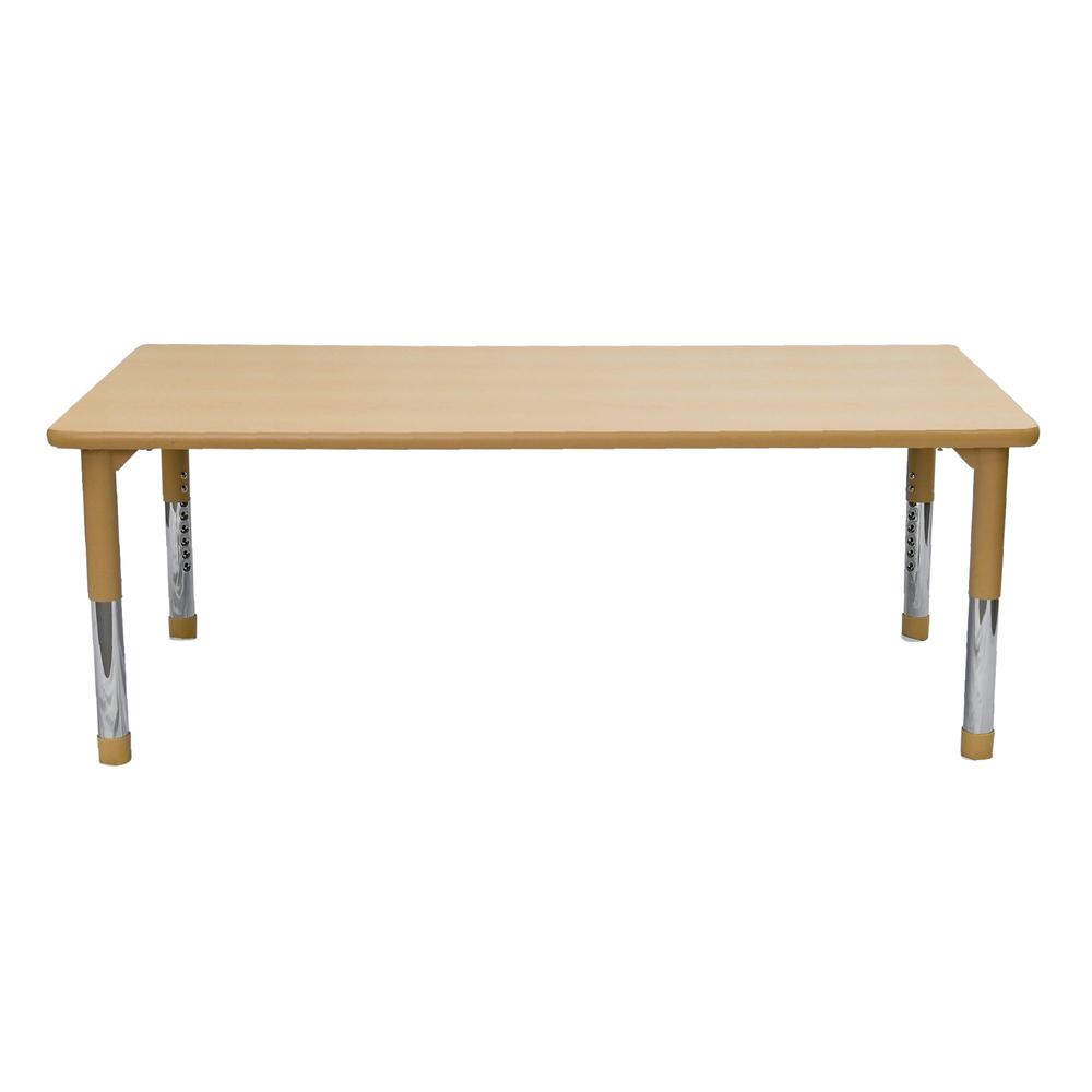 Maple Tan Rectangular Adjustable Table - 30" x 60". Picture 1
