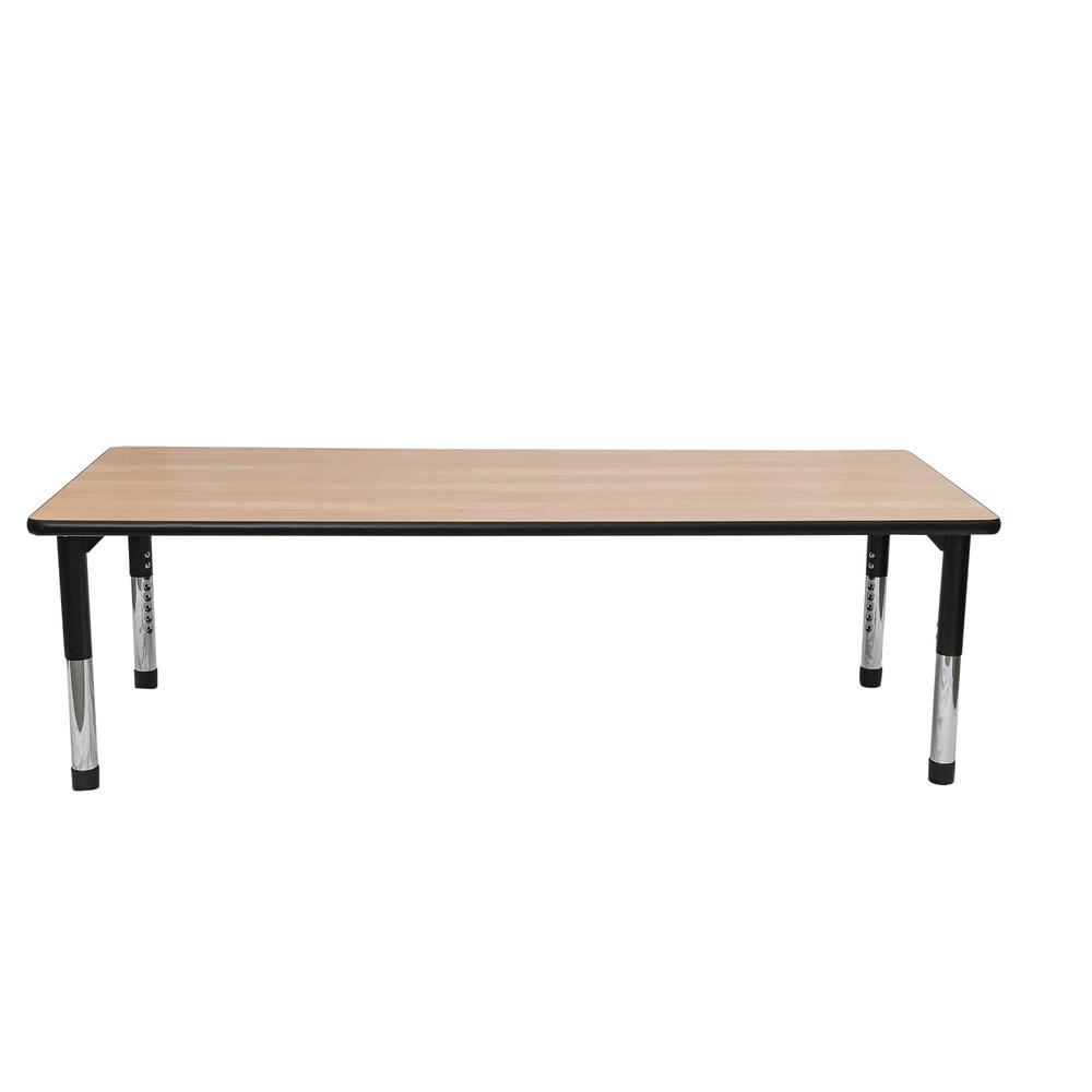 Oak Black Rectangular Adjustable Table - 30" x 72". Picture 1