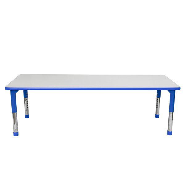 Gray Blue Rectangular Adjustable Table - 30" x 72". Picture 1