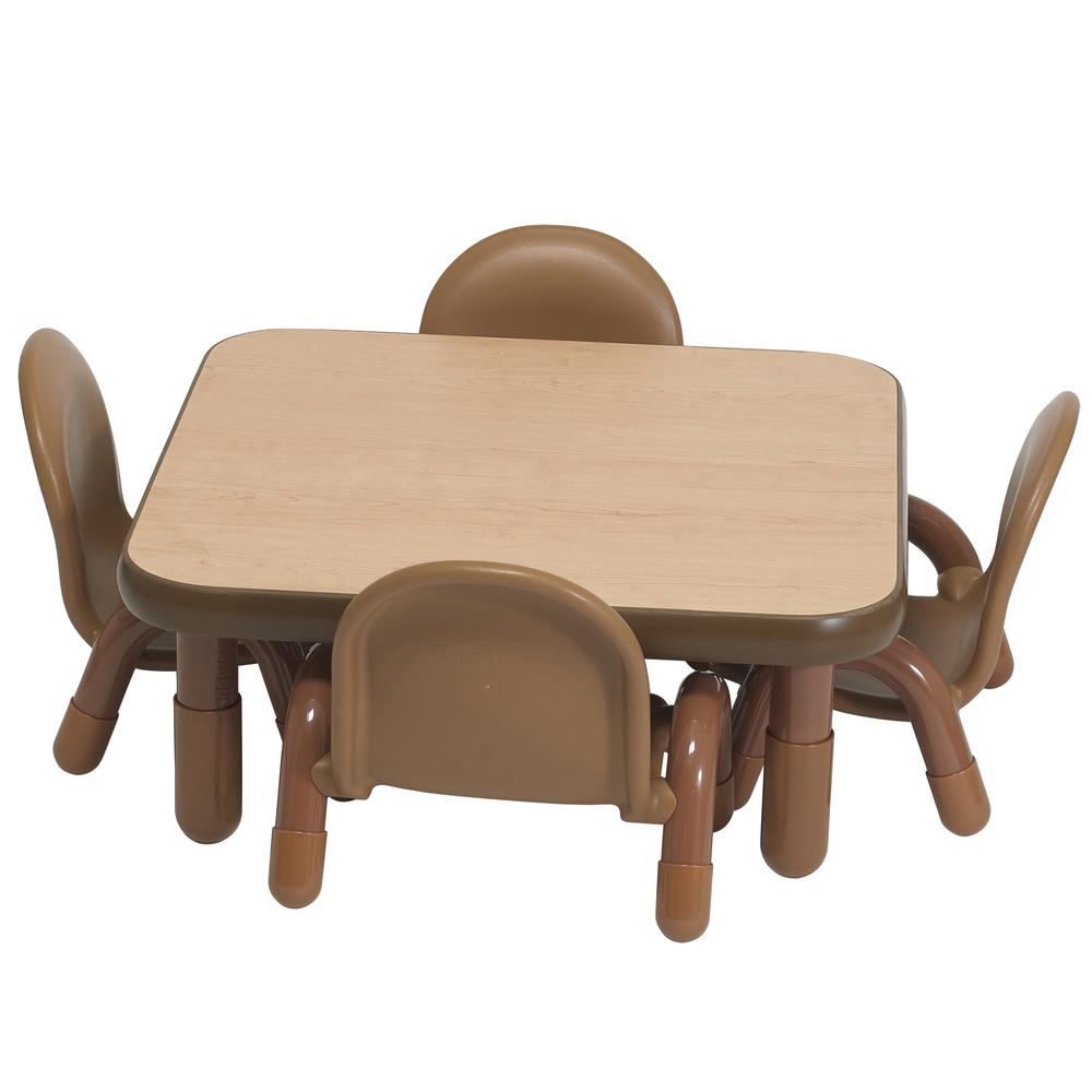 BaseLine® Toddler 30" Square Table & Chair Set - Natural Wood. Picture 8