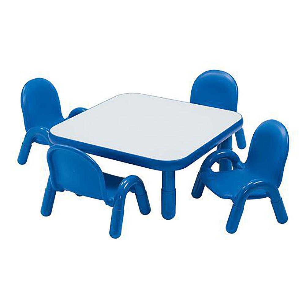 BaseLine® Toddler 30" Square Table & Chair Set - Solid  Royal Blue. Picture 2