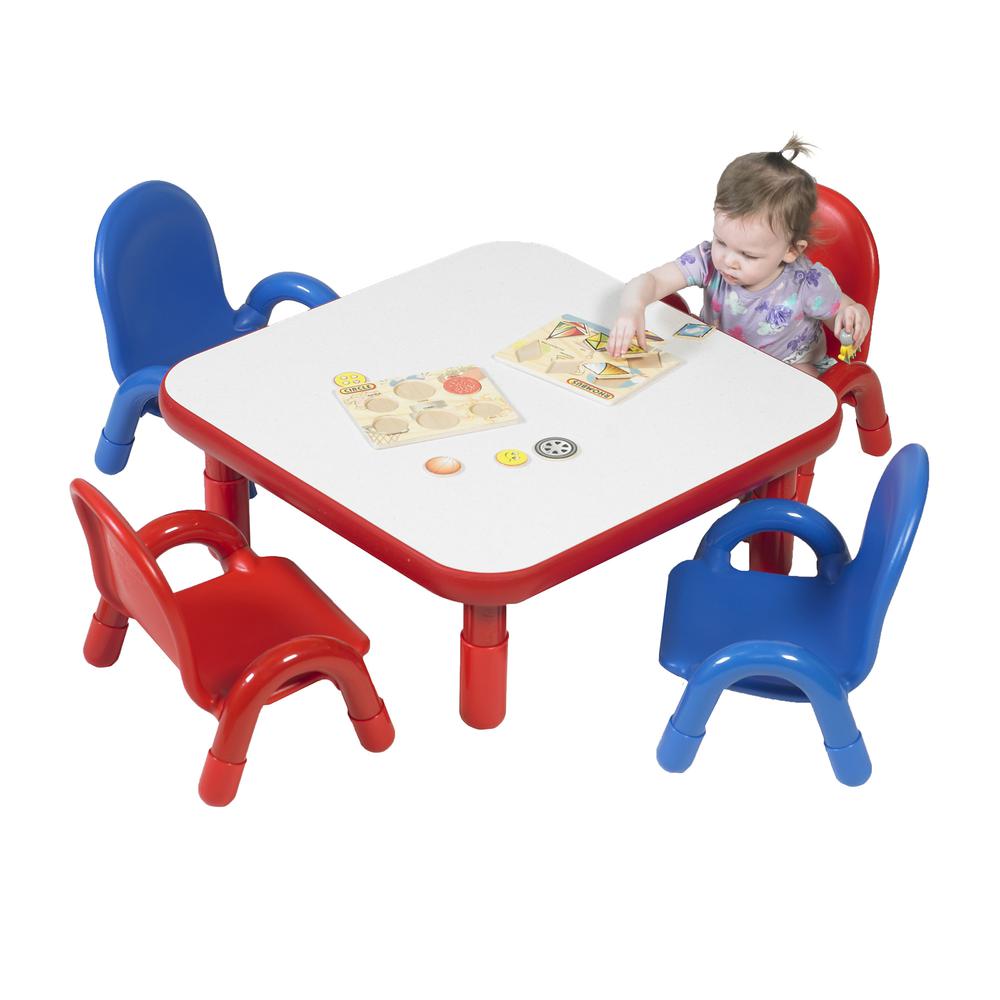 BaseLine® Toddler 30" Square Table & Chair Set - Candy Apple Red. Picture 1