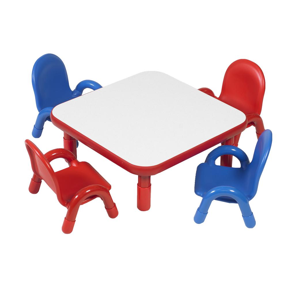 BaseLine® Toddler 30" Square Table & Chair Set - Candy Apple Red. Picture 2