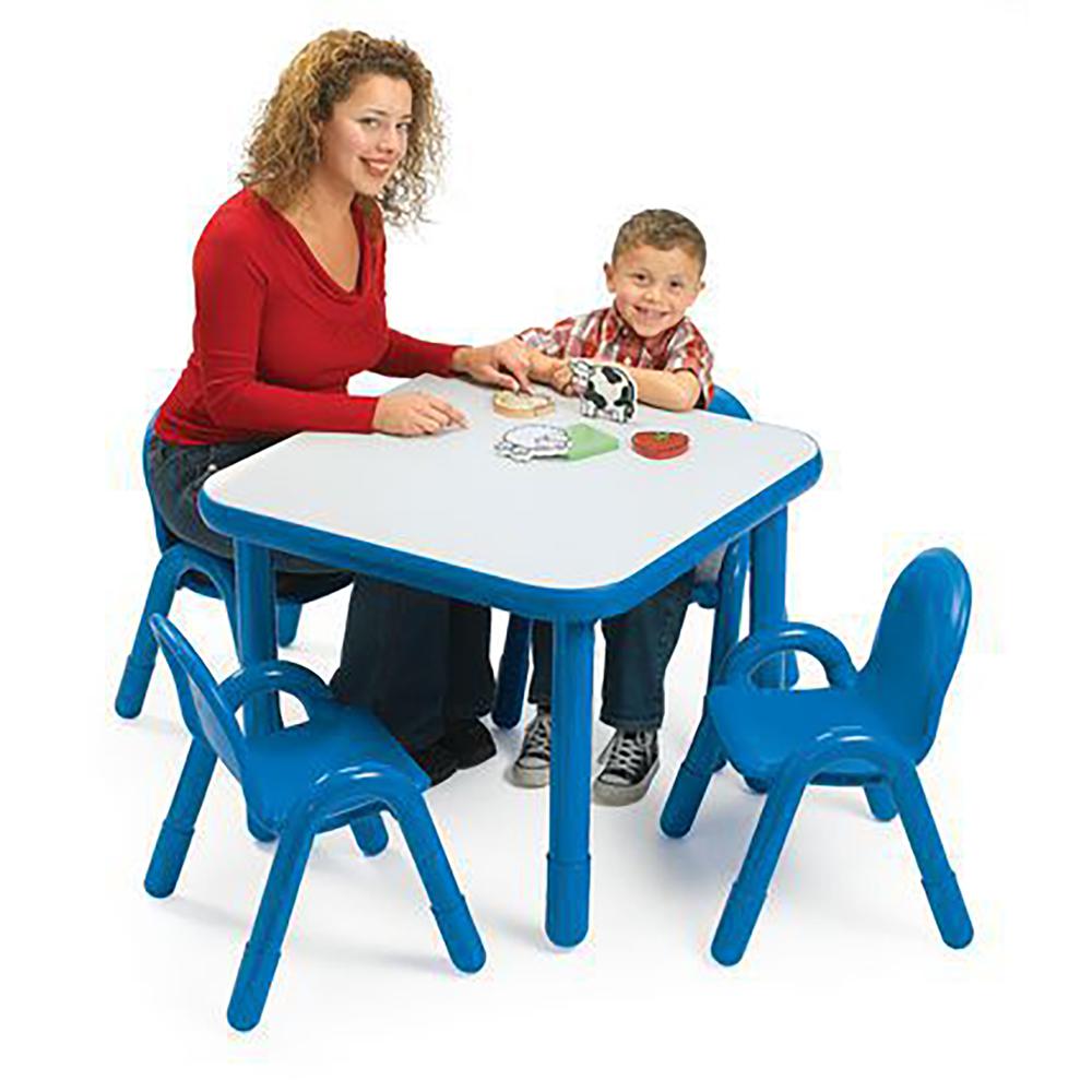 BaseLine® Preschool 30" Square Table & Chair Set - Solid Royal Blue. Picture 4