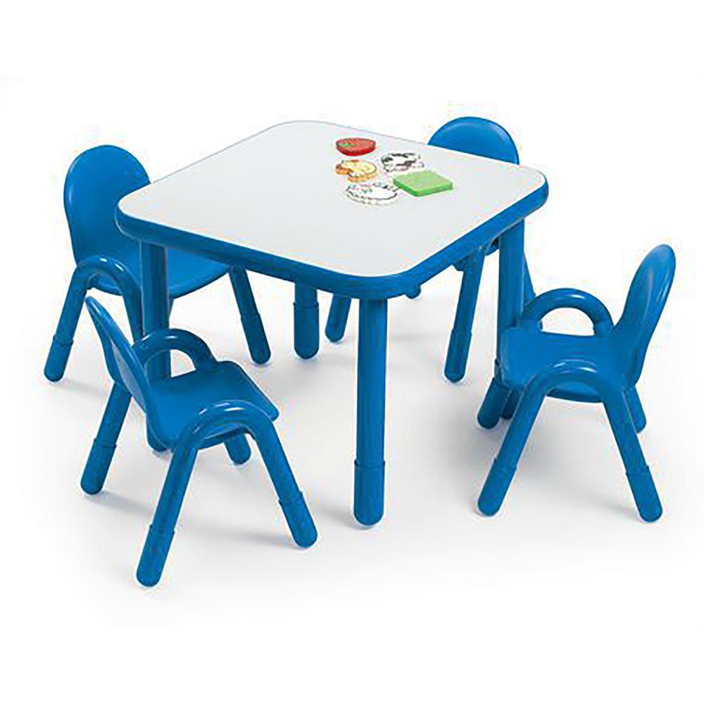 BaseLine® Preschool 30" Square Table & Chair Set - Solid Royal Blue. Picture 3