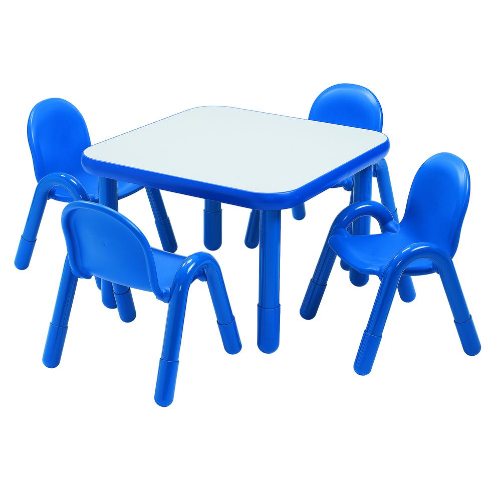 BaseLine® Preschool 30" Square Table & Chair Set - Solid Royal Blue. Picture 1