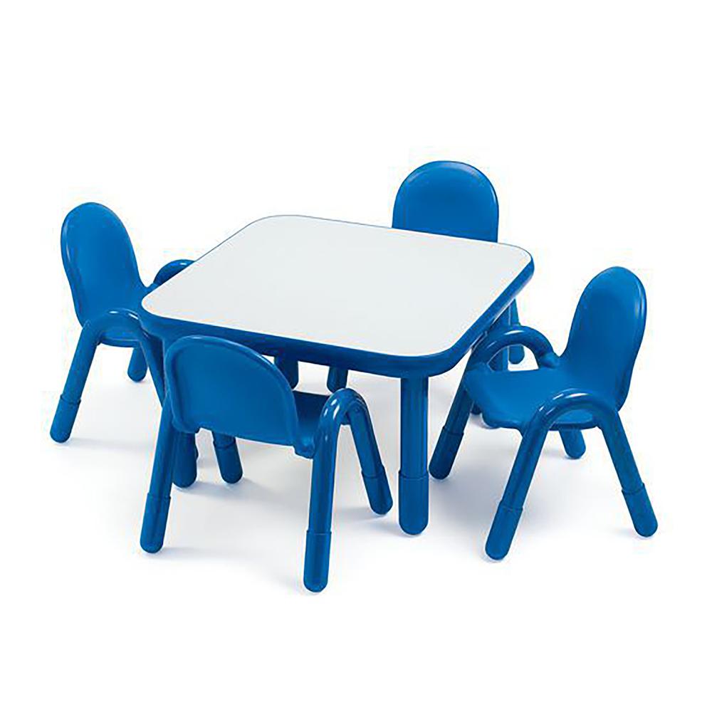 BaseLine® Preschool 30" Square Table & Chair Set - Solid Royal Blue. Picture 2