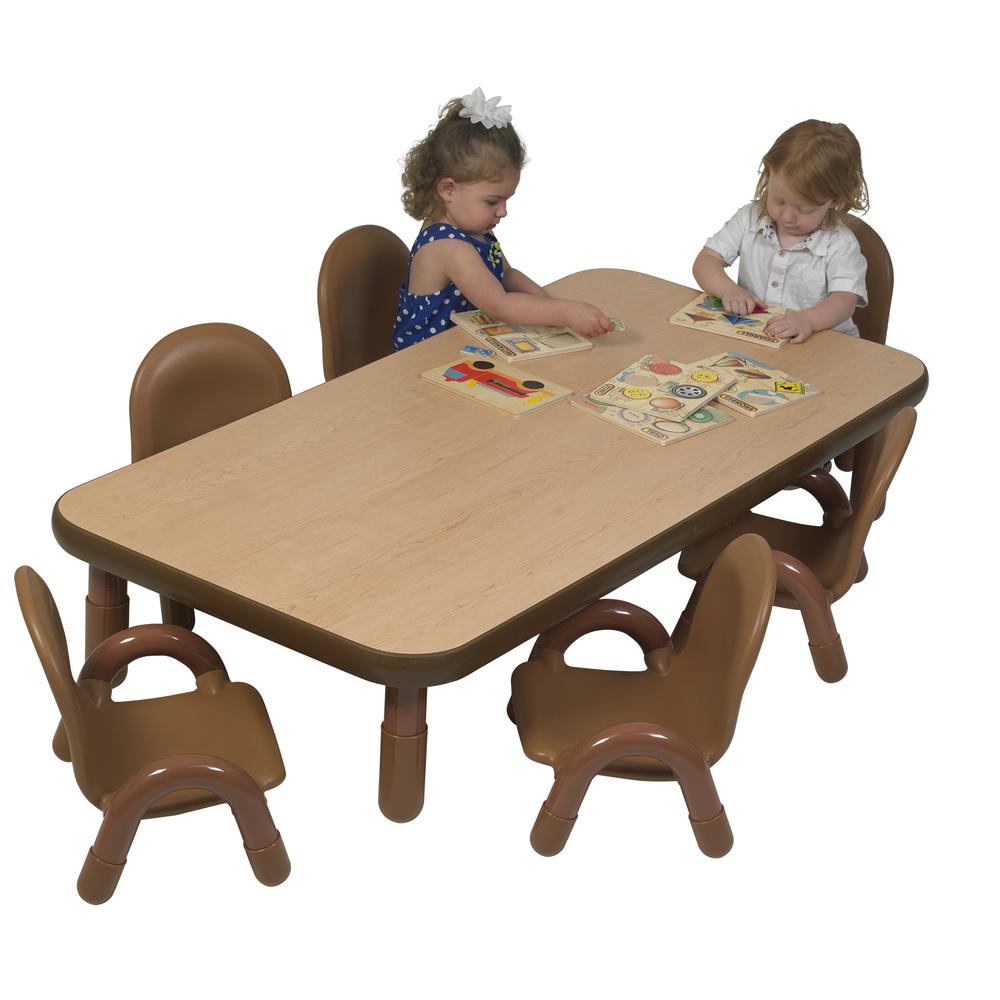 BaseLine® Toddler 60" x 30" Rectangular Table & Chair Set - Natural Wood. Picture 2