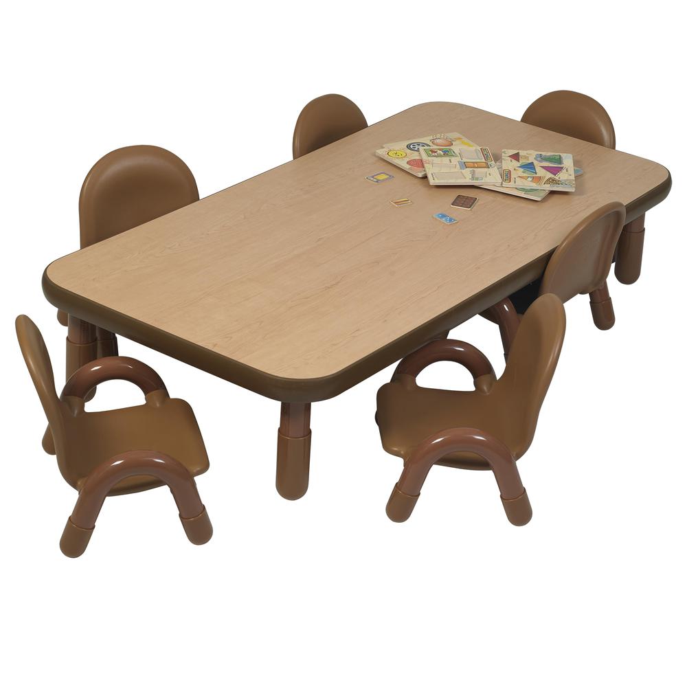 BaseLine® Toddler 60" x 30" Rectangular Table & Chair Set - Natural Wood. Picture 3