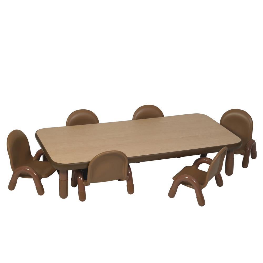 BaseLine® Toddler 60" x 30" Rectangular Table & Chair Set - Natural Wood. Picture 4
