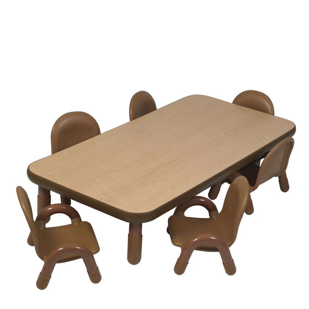 BaseLine® Toddler 60" x 30" Rectangular Table & Chair Set - Natural Wood. Picture 5