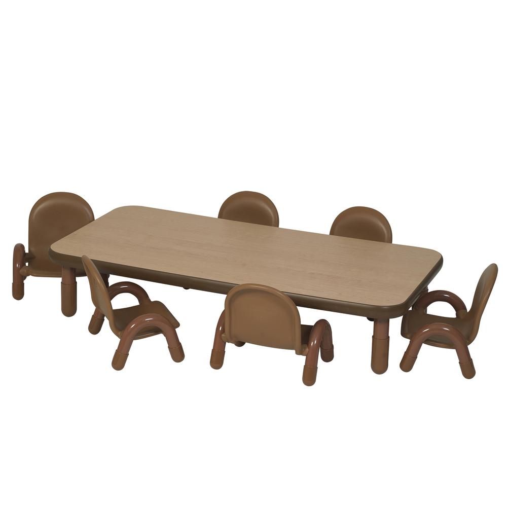 BaseLine® Toddler 60" x 30" Rectangular Table & Chair Set - Natural Wood. Picture 1