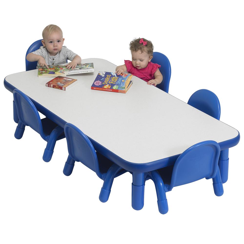 BaseLine® Toddler 60" x 30" Rectangular Table & Chair Set - Solid Royal Blue. Picture 8