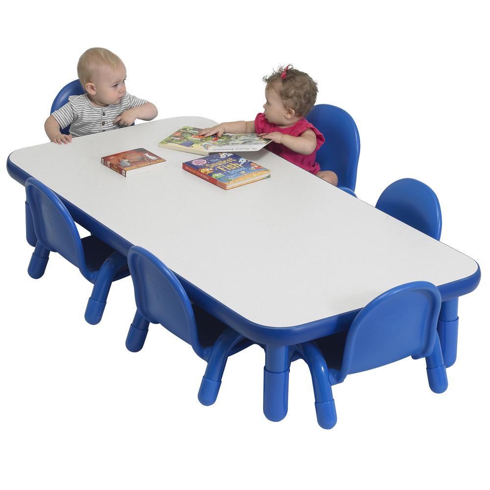 BaseLine® Toddler 60" x 30" Rectangular Table & Chair Set - Solid Royal Blue. Picture 1