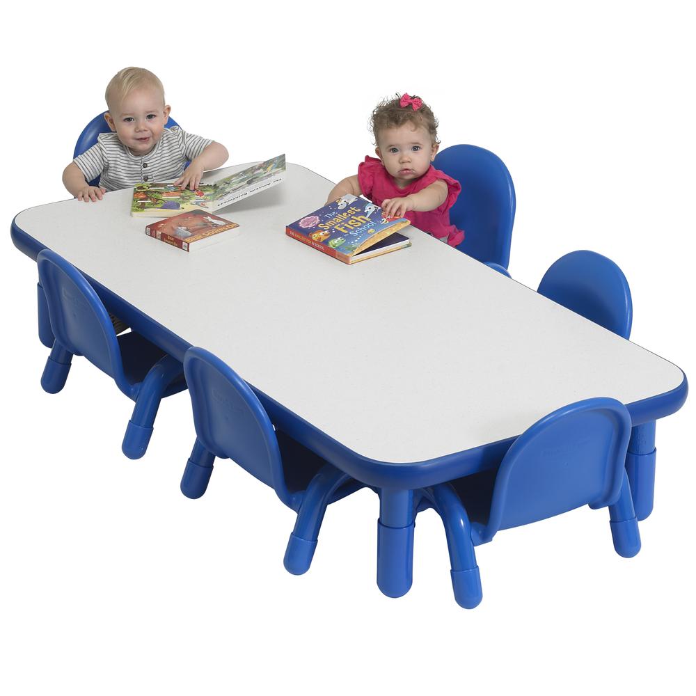 BaseLine® Toddler 60" x 30" Rectangular Table & Chair Set - Solid Royal Blue. Picture 2