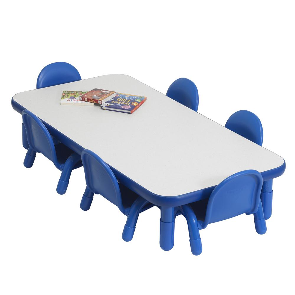 BaseLine® Toddler 60" x 30" Rectangular Table & Chair Set - Solid Royal Blue. Picture 3