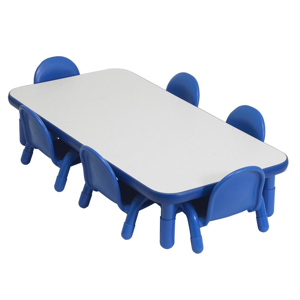 BaseLine® Toddler 60" x 30" Rectangular Table & Chair Set - Solid Royal Blue. Picture 4