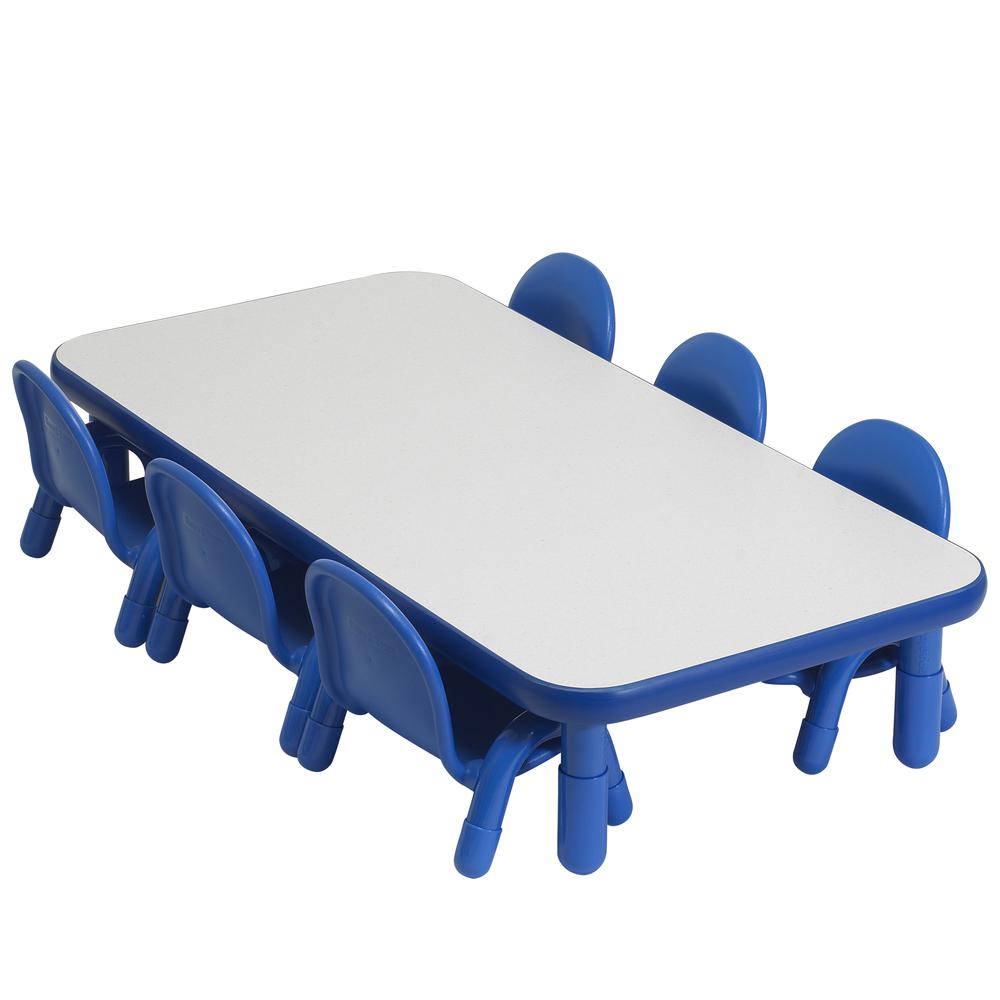 BaseLine® Toddler 60" x 30" Rectangular Table & Chair Set - Solid Royal Blue. Picture 5