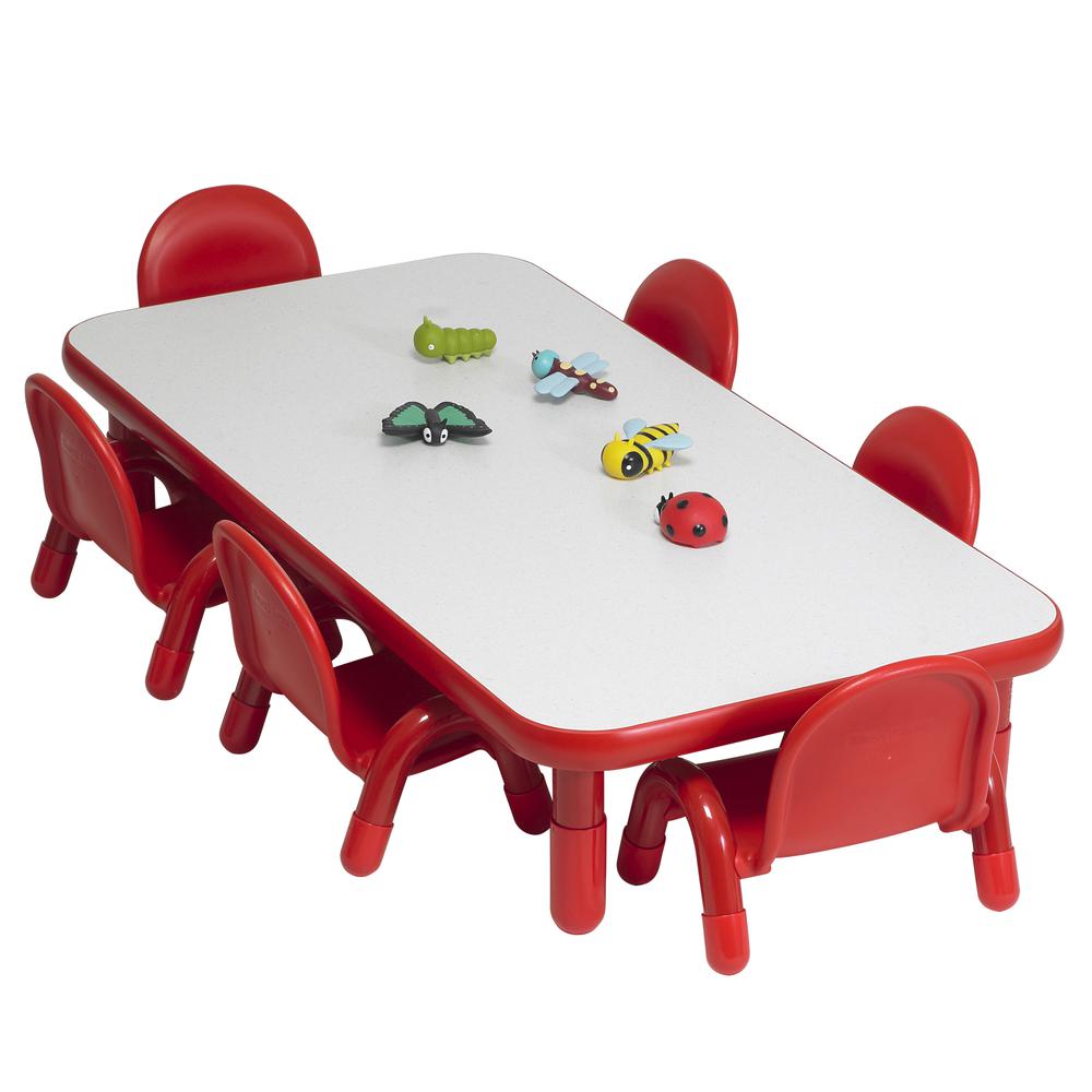 BaseLine® Toddler 60" x 30" Rectangular Table & Chair Set - Solid Candy Apple Red. Picture 1