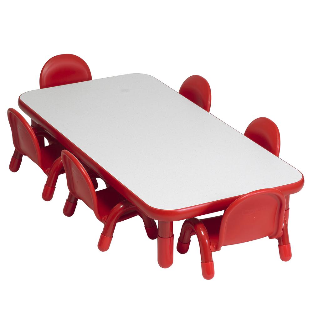 BaseLine® Toddler 60" x 30" Rectangular Table & Chair Set - Solid Candy Apple Red. Picture 2