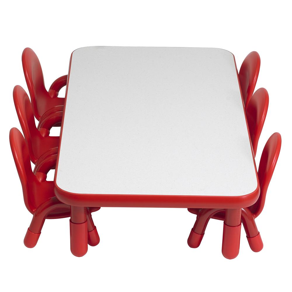 BaseLine® Toddler 60" x 30" Rectangular Table & Chair Set - Solid Candy Apple Red. Picture 3