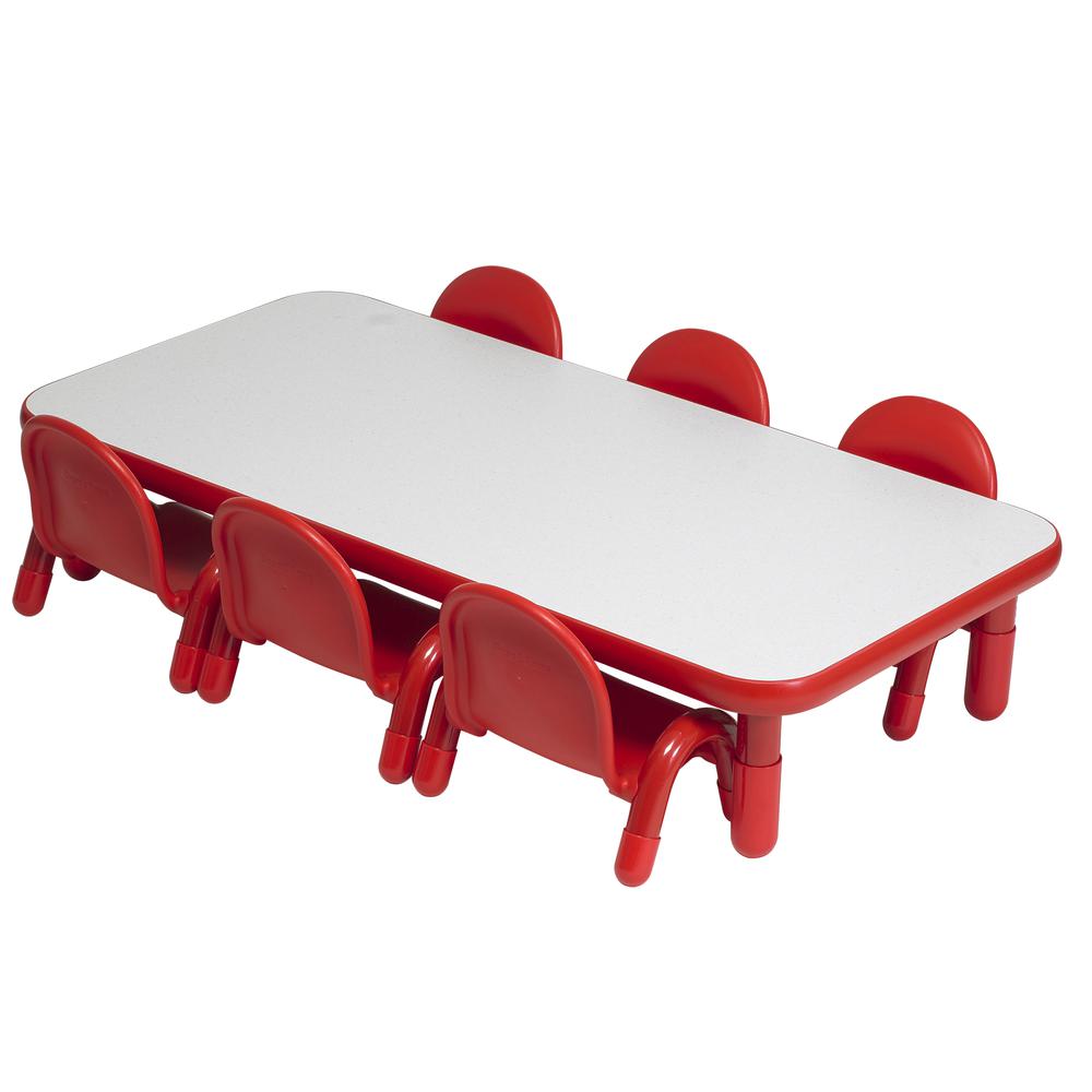 BaseLine® Toddler 60" x 30" Rectangular Table & Chair Set - Solid Candy Apple Red. Picture 4