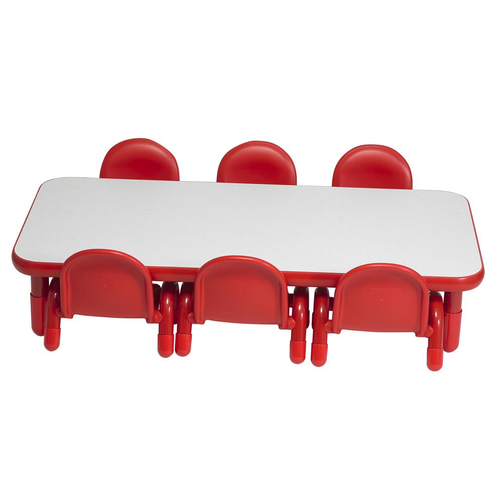 BaseLine® Toddler 60" x 30" Rectangular Table & Chair Set - Solid Candy Apple Red. Picture 5