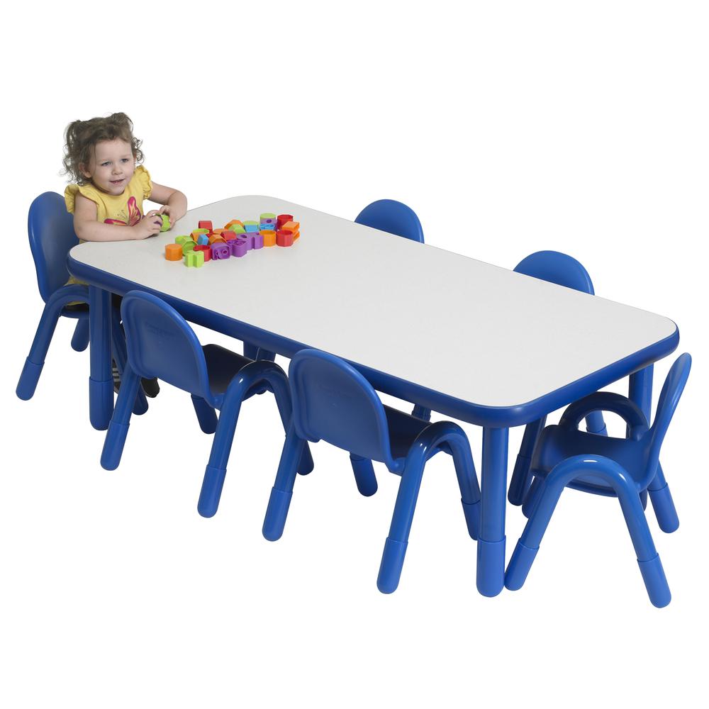 BaseLine® Preschool 60" x 30" Rectangular Table & Chair Set - Solid Royal Blue. Picture 7