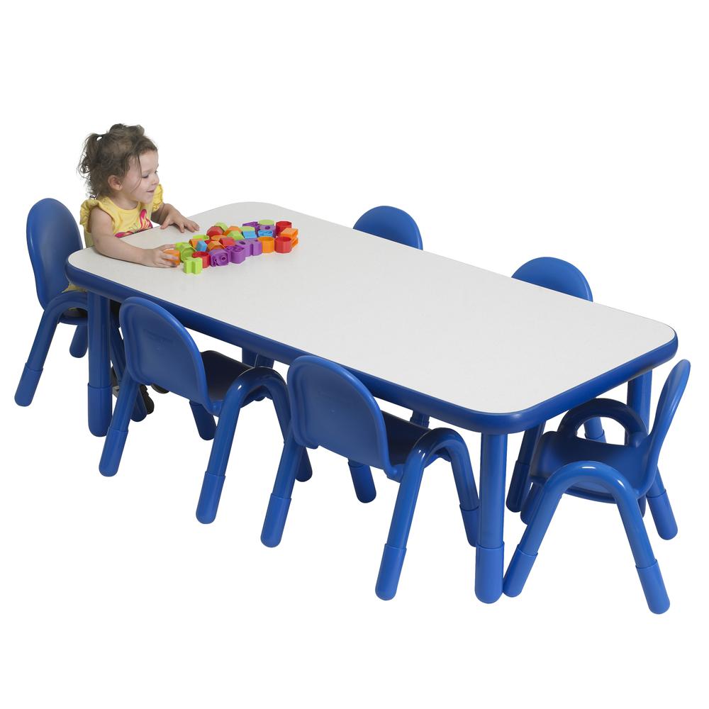 BaseLine® Preschool 60" x 30" Rectangular Table & Chair Set - Solid Royal Blue. Picture 1