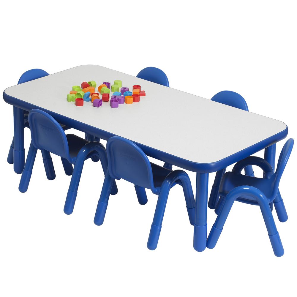 BaseLine® Preschool 60" x 30" Rectangular Table & Chair Set - Solid Royal Blue. Picture 2