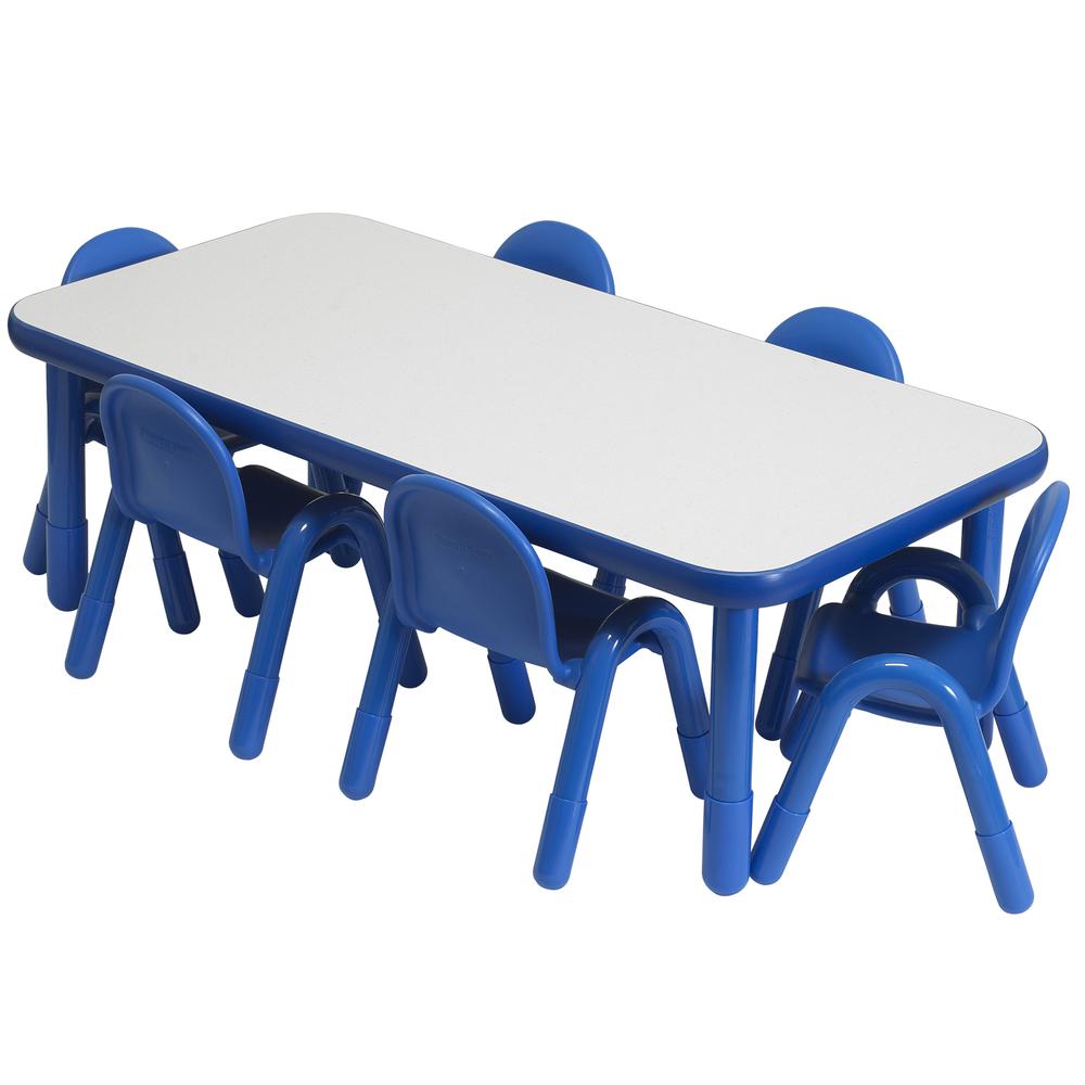 BaseLine® Preschool 60" x 30" Rectangular Table & Chair Set - Solid Royal Blue. Picture 3