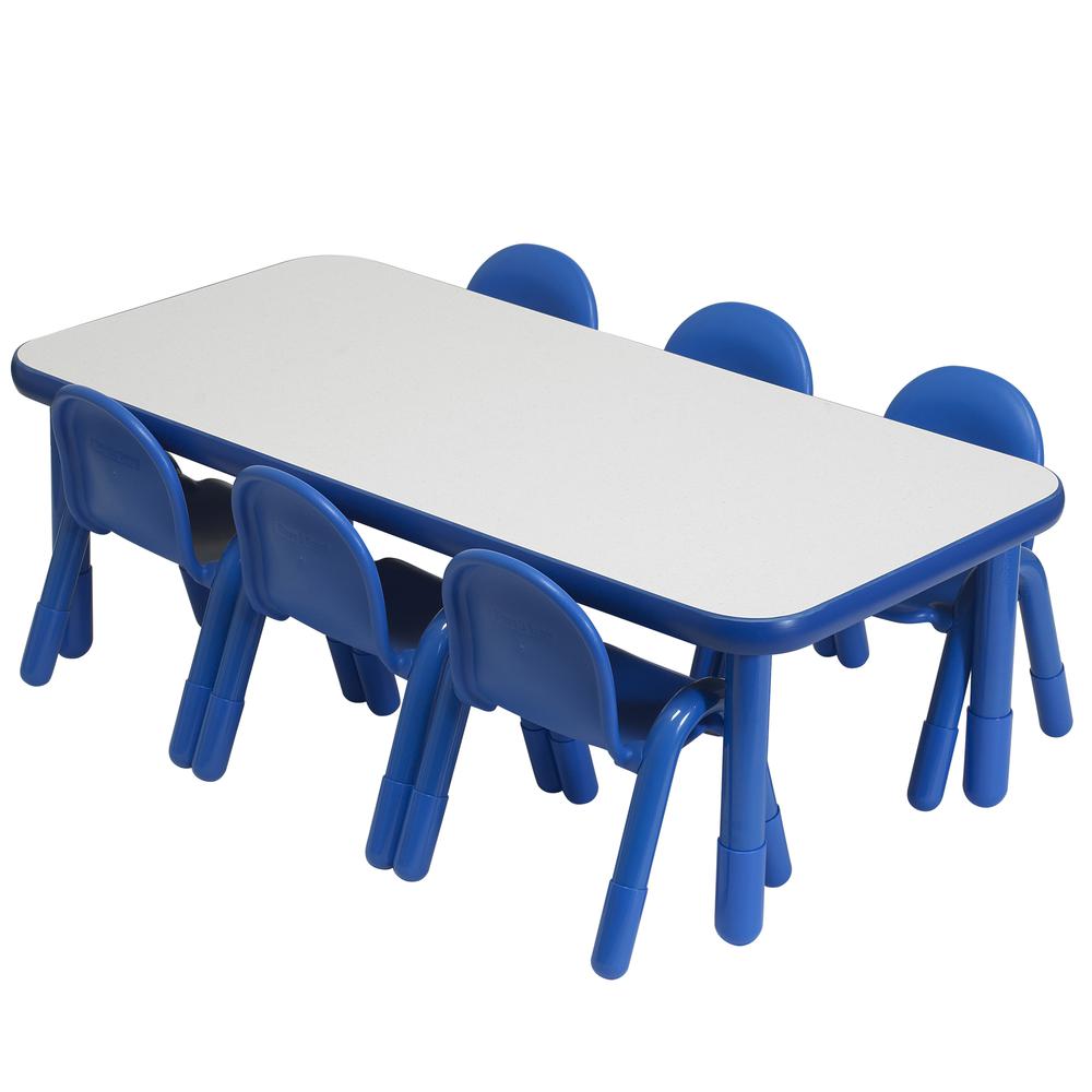 BaseLine® Preschool 60" x 30" Rectangular Table & Chair Set - Solid Royal Blue. Picture 4