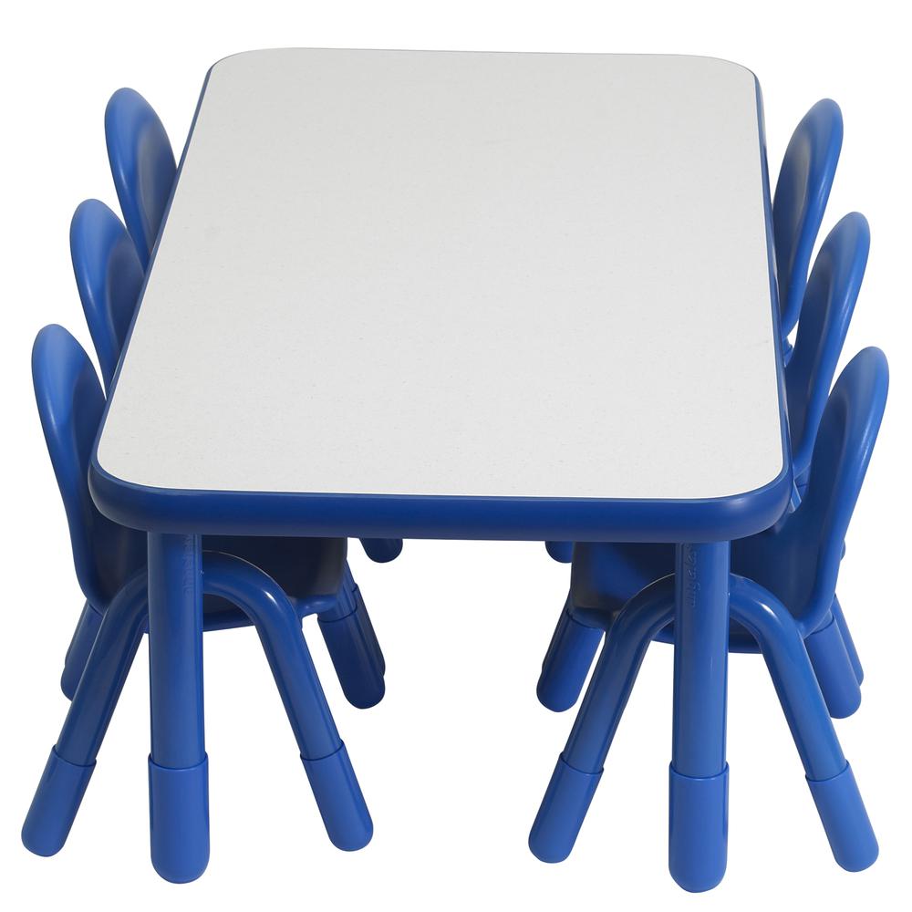 BaseLine® Preschool 60" x 30" Rectangular Table & Chair Set - Solid Royal Blue. Picture 5