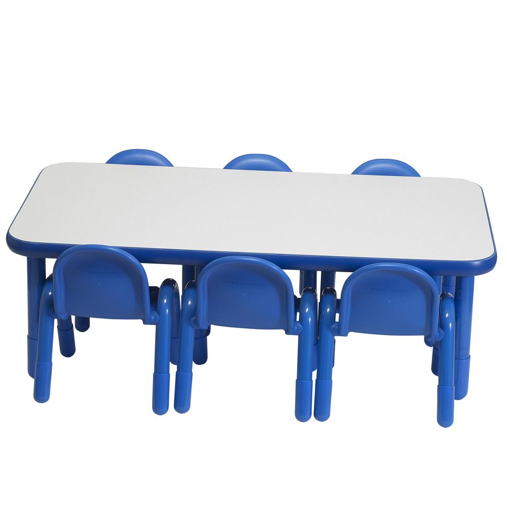 BaseLine® Preschool 60" x 30" Rectangular Table & Chair Set - Solid Royal Blue. Picture 6