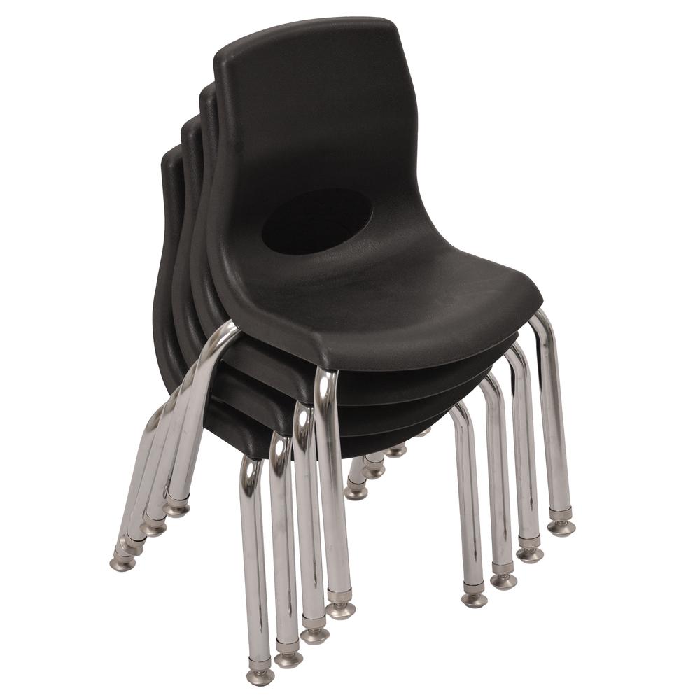 Myposture Plus 10" Chair - 4Pack - Black With Chrome Legs. Picture 1