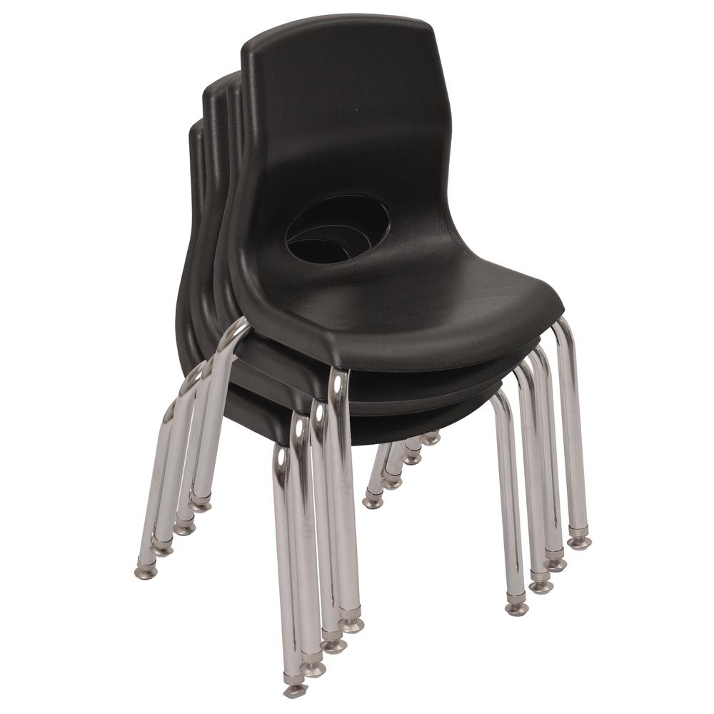 Myposture Plus 12" Chair - 4Pack - Black With Chrome Legs. Picture 1