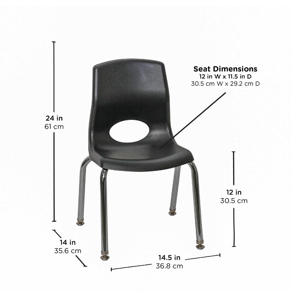 Myposture Plus 12" Chair - 4Pack - Black With Chrome Legs. Picture 2