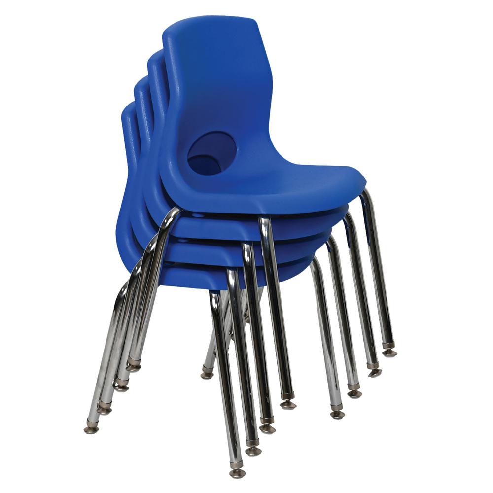 Myposture Plus 14" Chair - 4Pack - Blue With Chrome Legs. Picture 1