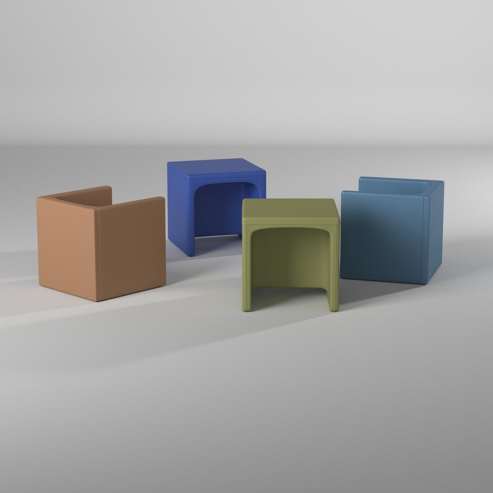 Set Of 4 Cube Chairs - Sky Blue/Fern/Almond/Blue. Picture 2